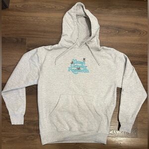 Teton Gravity Research Hoody Sweatshirt size Large Owl butterfly logo -repaired!